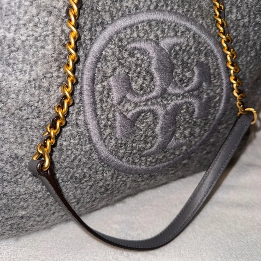 Tory Burch Ella Boucle Chain gray Tote